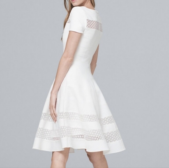 WHBM Banded White Fit-and-Flare Dress - Ecru - Size 2 - Picture 2 of 7